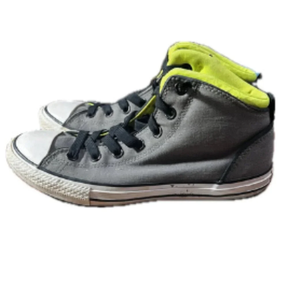 Junior Converse Chuck Taylor Static Mid Gray/Yellow Boys Junior Size 6 Girls 8